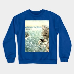 Bathing in a Sea Cove - Arthur Rackham Crewneck Sweatshirt